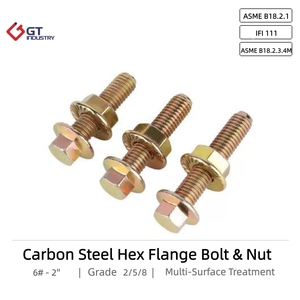 Proveedor de Fábrica ODM OEM ASME B18.2.1 B18.2.3.4M <span class=keywords><strong>IFI</strong></span> 111 10 # Perno hexagonal con brida de zinc de 2'' Gr 2/5/8 con tuercas hexagonales con brida - Product Image 1