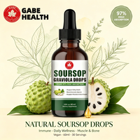 Gouttes de Graviola en Gros 60ml Extrait de Plante Entière Fruit et Feuille 1100mg Vitamine C Immunité Antioxydant Muscles Os Végétalien OEM