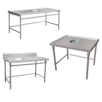 Table de préparation et de nettoyage de poisson en acier inoxydable commercial avec trou pour déchets, certifiée NSF, capacité robuste pour la transformation des produits de la mer