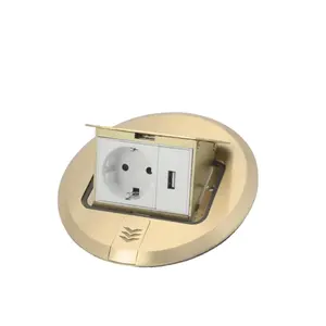 Electrical Supplies 16A 250V EU 2 Pin SocketとUSB銅150ラウンド高速PopアップFloor Socket Outlet