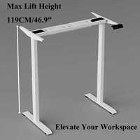 Cadre de bureau debout réglable en hauteur manuel en acier inoxydable, ergonomique, durable et moderne, avec plateau en bois – Facile à maniveler, économique