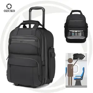Ozuko 9699 럭셔리 트롤리 바퀴 달린 노트북 가방 젖은 주머니 및 신발 가방 공항 가방에 휴대 방수 잠금 장치와 함께 여행