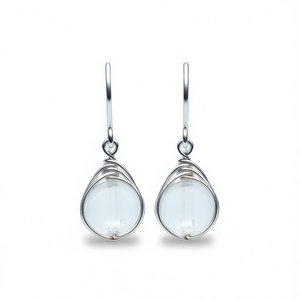Pendientes Minimalistas con Forma de Gota de Agua con Cristal Transparente en Engaste de Plata 925 para Uso Diario de Mujer E5606 - Product Image 1