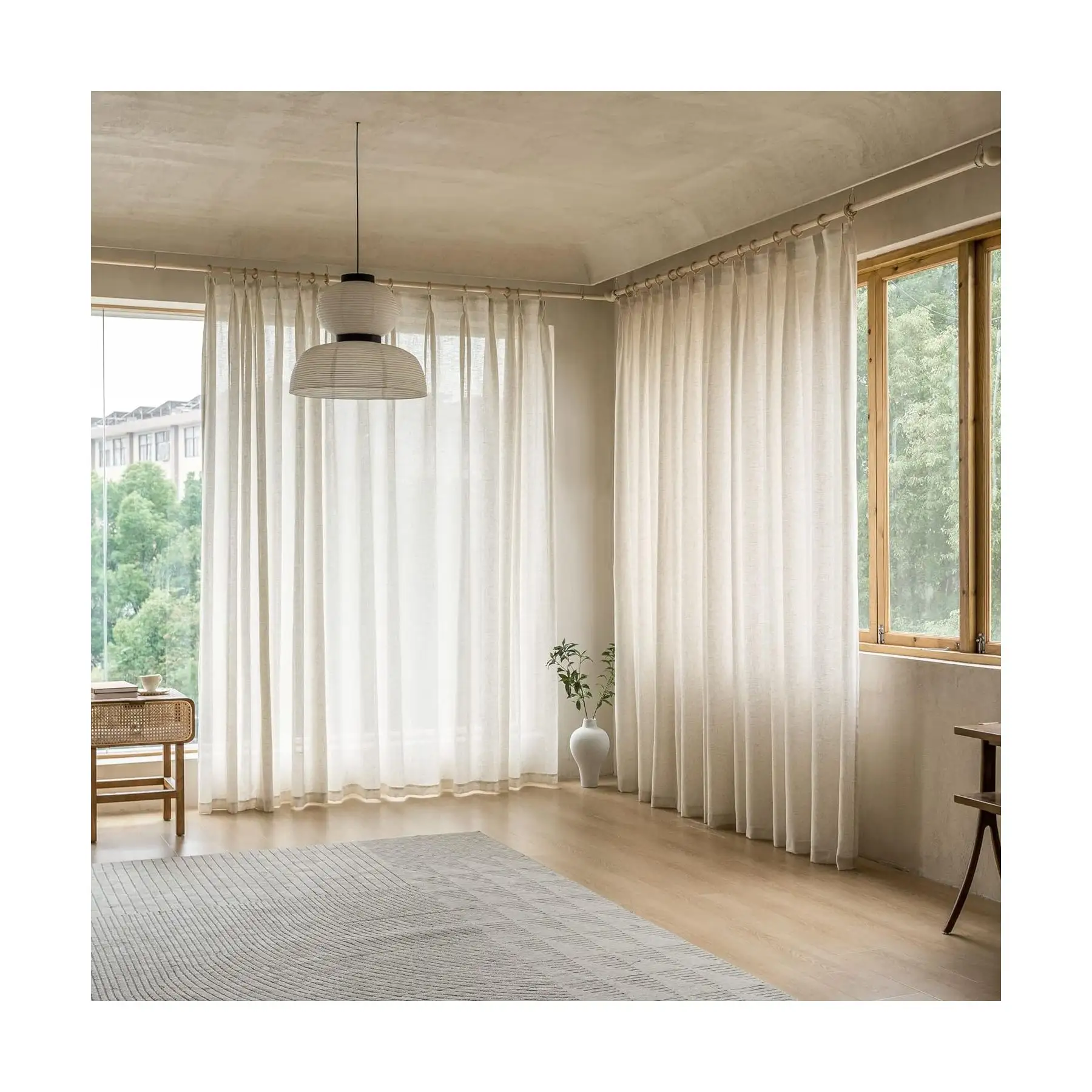 Vente en gros de rideaux occultants solides de haute qualité Rideaux d'extérieur en polyester à œillets pour fenêtres