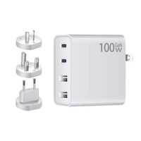 Chargeur USB PD 100W 4 ports, câble de charge, adaptateur secteur GaN pour iPhone, Samsung, Xiaomi, Huawei