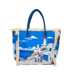 Sac à pampilles en toile <span class=keywords><strong>de</strong></span> Grèce <span class=keywords><strong>de</strong></span> créateur recyclable imprimé <span class=keywords><strong>de</strong></span> logo personnalisé avec pochette et fermeture éclair Grand sac fourre-tout en toile pour les courses - Product Image 1