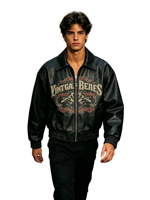 Blouson Bomber Homme Personnalisé Kornit DTG Imprimé Logo Western Vintage en Similicuir Imperméable Écologique Service OEM Automne