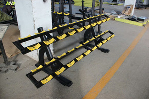 Sport Gym Club Gym Equipment Populaire <span class=keywords><strong>FF49</strong></span> 2 Rangées Couches Haltère Rack Holder Keeper Jaune Plateaux Noir Plateaux Racks pour 10 Paires - Product Image 4