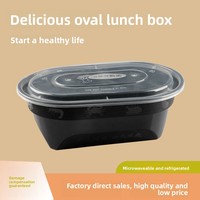 Boîte à lunch jetable en PP de qualité alimentaire, sans BPA, compatible micro-ondes, avec couvercle et compartiments, design rectangulaire ou ovale, pour plats à emporter, snacks et rôtis