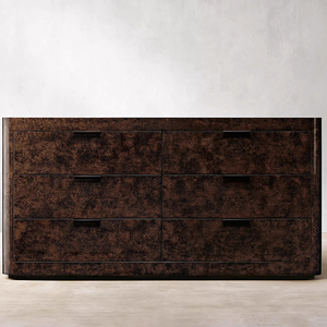 Modern American Style Burl Furniture 5-9drawer <strong>Cabinet</strong> Brown and <strong>Black</strong> Living Room Retro Design Rectangle Shiny Wooden - Product Image 3