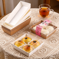 Boîtes à pâtisserie longues personnalisées OEM/ODM, emballages jetables pour boulangerie avec couvercles transparents pour les gaufrettes au jaune d'œuf