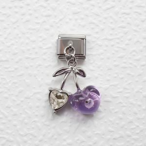 Italian Module DIY Elastic Bracelet Pendant Cross-Border Hot Selling Stainless Steel Jewelry with Cherry Love <b>Charm</b> Trendy Style - Product Image 4