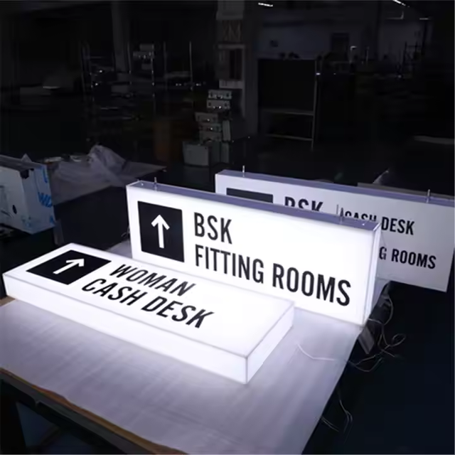 Custom Acrylic Hanging LED Light Box Four Side Lit up Illuminated Business Sign LED Cube Light Boxes for Shop