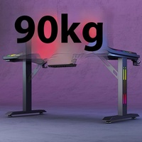 E-Sports Home RGB Atmosphère Lumière Métal Fonction de refroidissement Ensemble de bureau d'ordinateur en bois Chaise de bureau