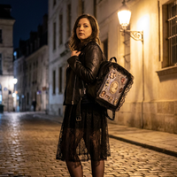 Sac à bandoulière Ita Bag personnalisé et unique, en similicuir PVC rouge sang, style Occult Gothique, avec présentoir pour épingles, pour les salons d'anime et la mode gothique
