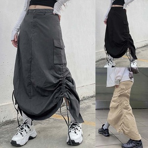 Longue <span class=keywords><strong>jupe</strong></span> Cargo en jean pour femme, style <span class=keywords><strong>Parachute</strong></span>, avec cordon de serrage, taille basse, Streetwear, Baggy - Product Image 2