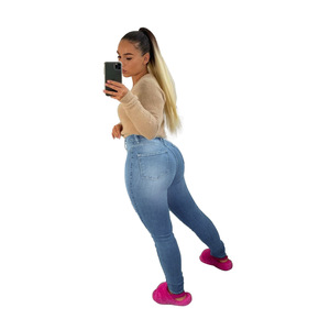 Jeans skinny stretch tendance pour femmes, <span class=keywords><strong>taille</strong></span> plus, bleu, jeans <span class=keywords><strong>grande</strong></span> <span class=keywords><strong>taille</strong></span>, jeans tendance <span class=keywords><strong>grande</strong></span> <span class=keywords><strong>taille</strong></span> pour femmes grandes et corpulentes - Product Image 3