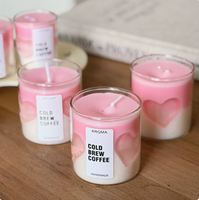Bougie parfumée artisanale Lovsens en forme de cœur rose, parfum café glacé, arôme de café latte, décoration d'intérieur, aromathérapie