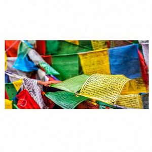 Banderas de Oración Tibetanas de Colores Vivos 2024, Bandera de Oración Budista Religiosa de Acrílico con Diseño Ashtamangala con Buda de la Medicina - Product Image 6