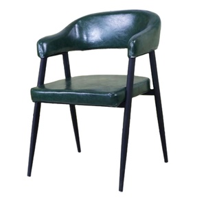 <strong>Euro</strong> Fashion Design Restaurant Furniture Antique Comfortable Metal Frame PU Leather Armchair Hollow Back - Product Image 1