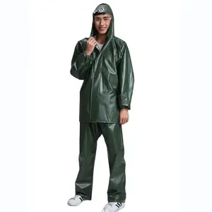 wholesale Eco-friendly oxford PVC rain suit jacket and pants men outdoor waterproof durable plastic rain coats