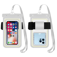 Flottant IPX8 universel écran tactile étanche pochette pour téléphone PVC éponge étanche coque de téléphone avec lanière réglable et brassard
