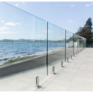 Deezon ราวบันไดกระจกโมเดิร์น, ราวบันไดกลางแจ้งช่อง U ไร้กรอบขนาด12-20มม. อลูมิเนียมกระจกนิรภัยบันไดโรงแรมวิลล่าฝรั่งเศส - Product Image 3