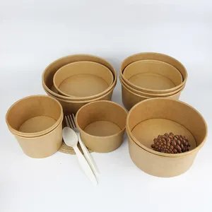 ZL Eco Friendly Kraft Soup Bowl Ice Cream Hot Cold Drink Dessert Packaging Food Grade Takeaway Disposable Paper Cup With Lid