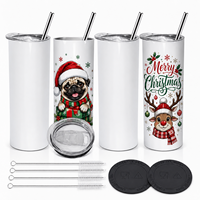 Gobelets isothermes droits vierges de 20 oz en acier inoxydable pour sublimation, avec paille et couvercle, vente en gros, pour cadeau de Noël