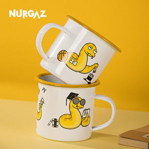 NURGAZ แก้วเคลือบลายปีงู แก้วทนทานสำหรับการเฉลิมฉลองตรุษจีน สีขาวขอบเหลือง - Product Image 1
