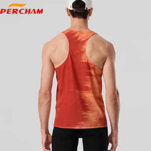 Chemise sans manches personnalisée en gros exercice de musculation respirant maille trou course débardeur hommes entraînement course maillots - Product Image 3
