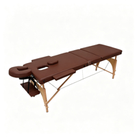 Table de massage pliable professionnelle à 3 sections, légère, en bois, réglable en hauteur