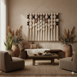 Decorazione da <span class=keywords><strong>Parete</strong></span> in Macramè Boho Personalizzata con Corda <span class=keywords><strong>di</strong></span> Cotone e <span class=keywords><strong>Perline</strong></span> in Legno, Nome Personalizzato per Compleanno e Anniversario - Product Image 3
