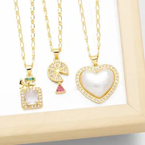 ASJEWELRY Tiny CZ Crystal Perfume Bottle Necklaces 18k Gold Plated Lemon Necklaces for Women 2312 nkeb820