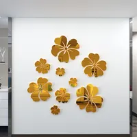 एक्रिलिक दर्पण दीवार स्टिकर फूल सजावट स्टिकर 3D घर सजावट परिवार कमरे में रहने वाले बेडरूम सजावट स्टिकर