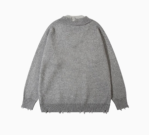 เสื้อสเวตเตอร์คอกลมสองชิ้นแบบวินเทจเสื้อสเวตเตอร์คอกลมมีสีตัดขอบคอเสื้อและคลิปหนีบกระดาษสำหรับผู้ชายโลโก้ตามสั่ง - Product Image 3