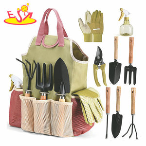Kids <strong>Gardening</strong> Play Set with Khaki Canvas Carry Tote Bag, Wooden Handle Shovels, Rakes, Weeder, Sprayer, and <strong>Gloves</strong> W10L147 - Product Image 4
