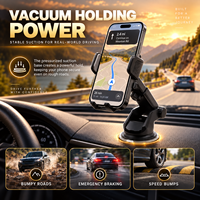 Support de téléphone universel pour voiture à ventouse en plastique, télescopique et réglable, pour grille d'aération et pare-brise, avec navigation GPS