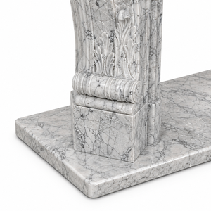 Traditional Marble <b>Fireplace</b> Mantel With Ornate Carving Imperial Blue Stone Indoor Wood Burning Hearth For Dining Room - Product Image 5
