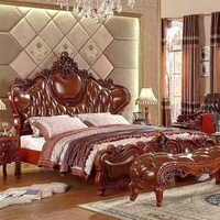 Ensembles de Chambres à Coucher de Luxe Européens, Cadre en Bois Massif, Écologiques, Durables, Nouveau Design, Lit en Cuir Capitonnée, Chambre à Coucher Haut de Gamme