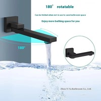 Ensemble de douche mural noir de 15 pouces avec robinet de pluie en cascade, mitigeur encastré au plafond, système de douche pour hôtel