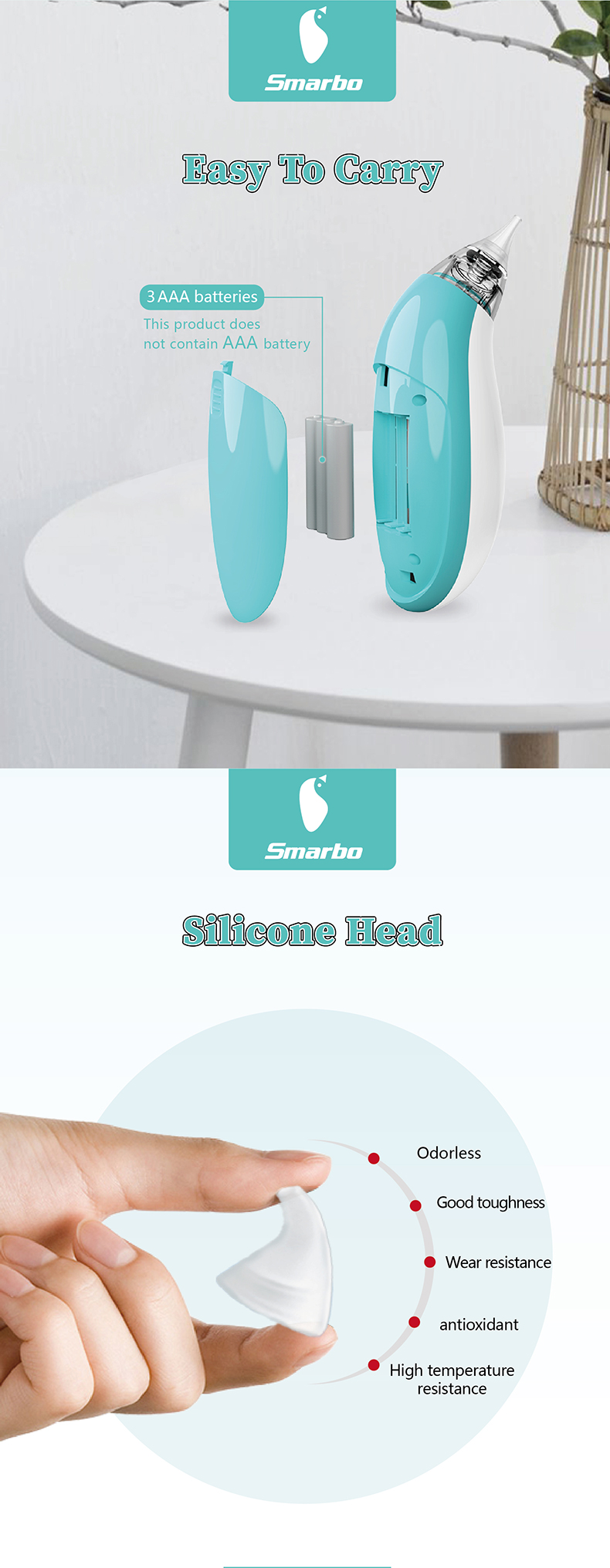 Smarbo X30 Electric Baby Nasal Aspirator Nose Cleaner Removing Nasal Mucus Fluid With Silicone Heads