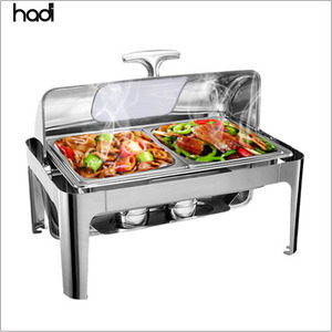 Recipiente para Calentar Alimentos de 9 Litros con Tapa Enrollable, de Acero Inoxidable de Alta Calidad, para Restaurantes y Hoteles, con Ventana de Vidrio - Product Image 4