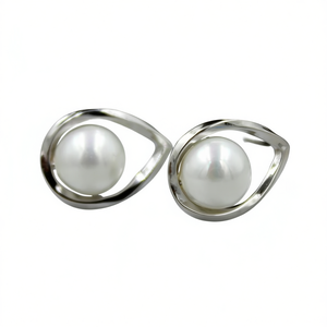 Pendientes E3220 con Perlas Cultivadas de Akoya, Plata 925, Engaste Redondo, Clásicos para Uso Diario, para Mujer - Product Image 1