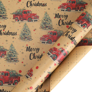 Matte Double-sided Pattern Coated Paper Vintage Bronzing Elk & Tree Pattern Christmas Wrapping Paper Roll Gift Decoration - Product Image 4