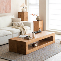 Table basse en bois massif, banc sculpté en rondins, style rustique Wabi-sabi, couleur noyer vieilli, pour salons, B&B et hôtels