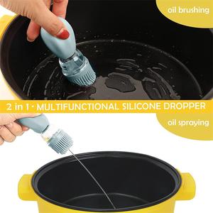 2 in 1 cam yağ fırça şişe cam pişirme barbekü ızgara için zeytinyağı ile silikon yağ fırçası dağıtıcı - Product Image 4