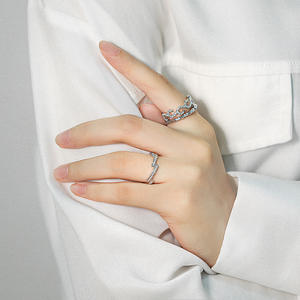 Anillo de Amor, Anillo de Compromiso para Parejas, Anillo de Matrimonio R.GEM. Plata de Ley S925 con Múltiples Opciones, Zirconia 3A, Logotipo Personalizado - Product Image 1