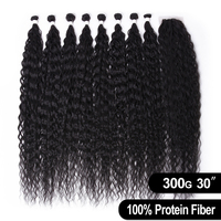Extensions de cheveux synthétiques Protein Fiber 8+1 avec closure, différentes couleurs, tissage de cheveux synthétiques