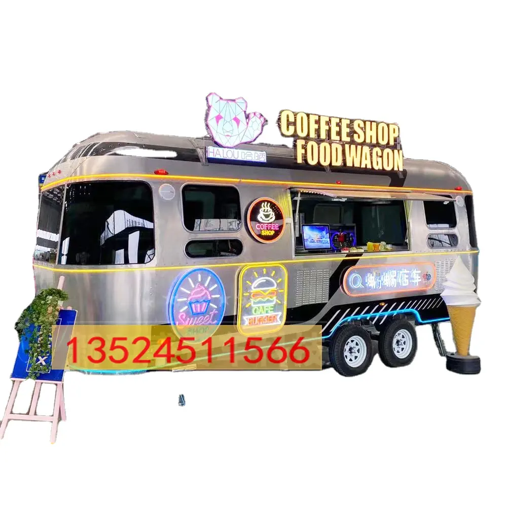 ice cream cart kiosk beverage food caravan mobile food trailer for street snack Europe most fashionable fast food truck